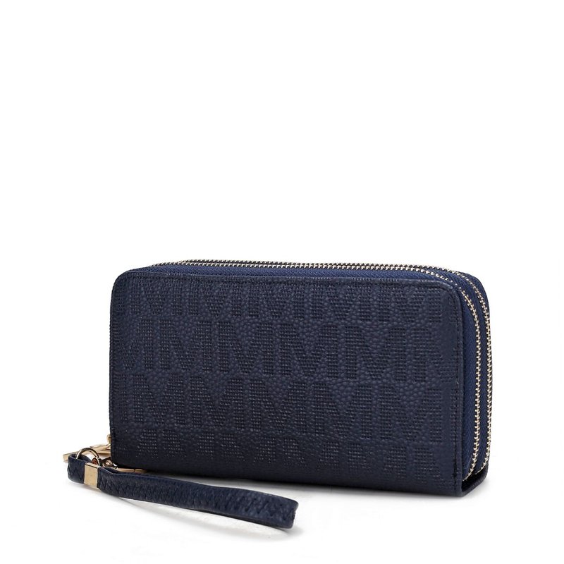 Mkf Collection By Mia K Lisbette Embossed M Signature Wallet In Blue