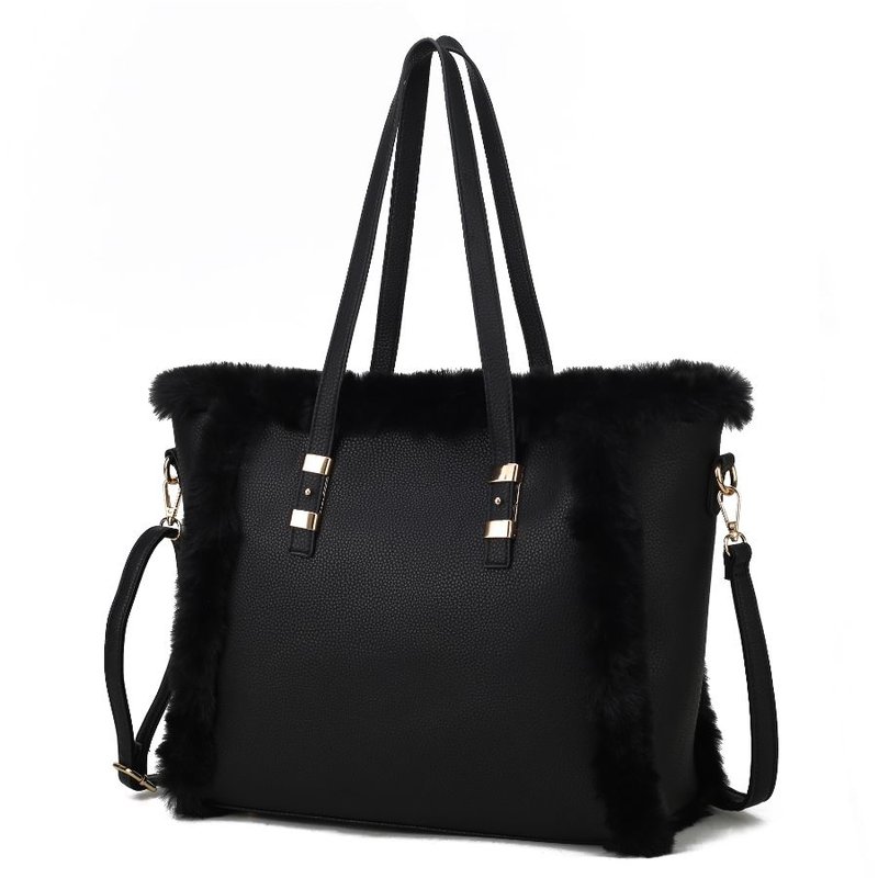 Mkf Collection By Mia K Liza Vegan Leather With Faux Fur Women's Tote Bag In Metallic