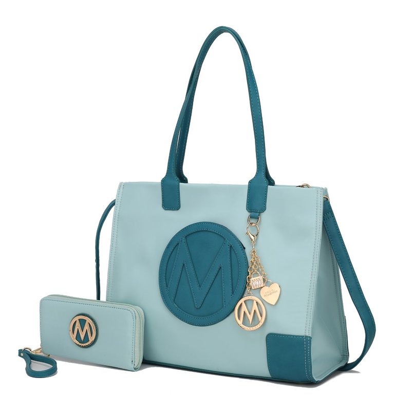 Mkf Collection By Mia K Louise Tote And Wallet Set Handbag In Blue