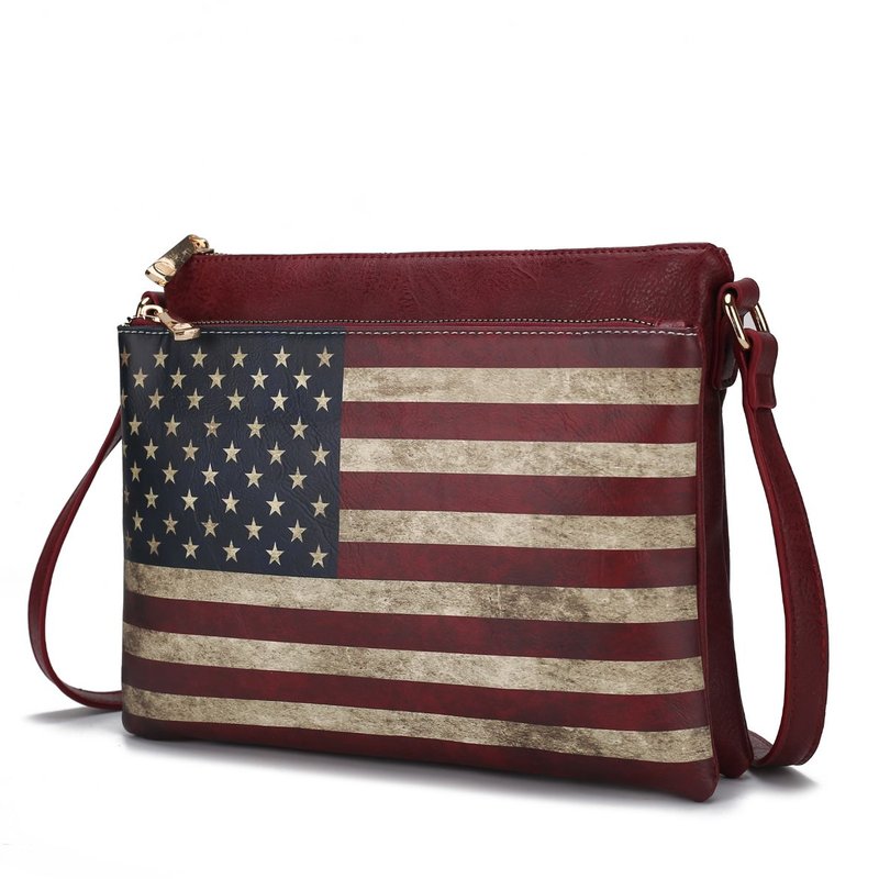 Mkf Collection By Mia K Madeline Printed Flag Vegan Leather Women's Crossbody Bag In Red