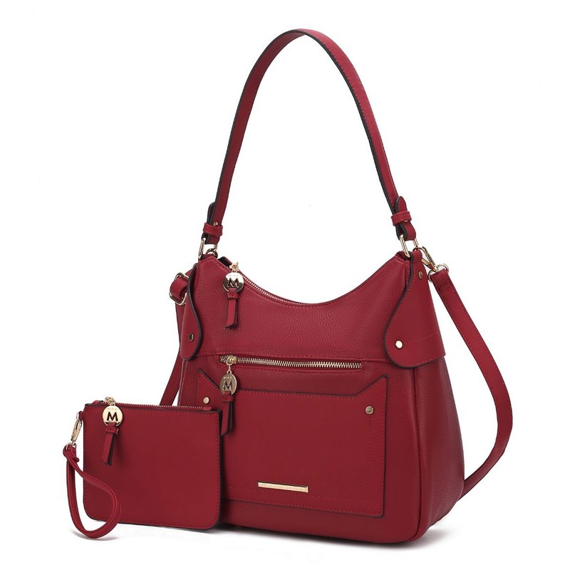 Mkf Collection By Mia K Maeve Vegan Leather Women's Shoulder Bag With Wristlet Pouch In Red