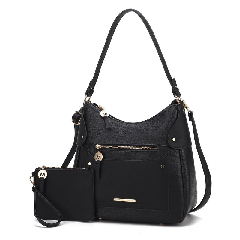 Mkf Collection By Mia K Maeve Vegan Leather Women's Shoulder Bag With Wristlet Pouch In Black