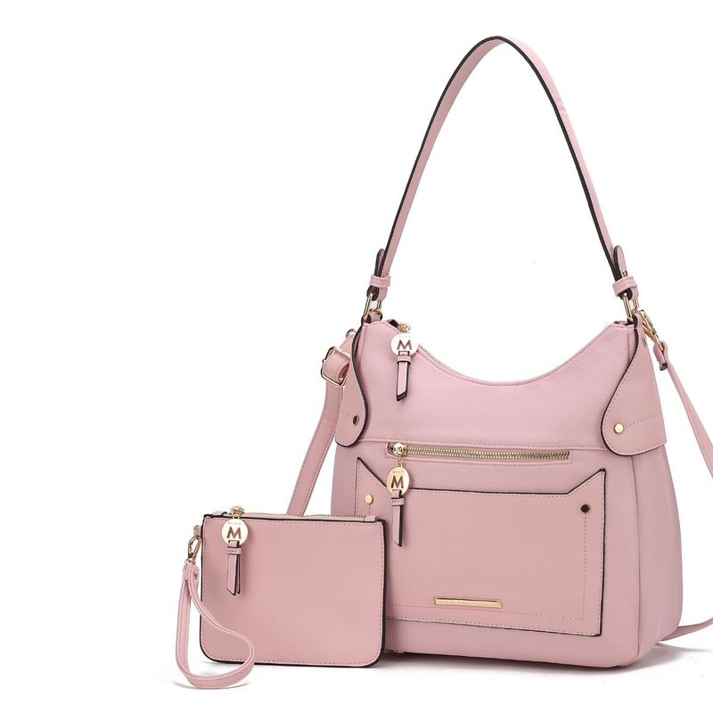 Mkf Collection By Mia K Maeve Vegan Leather Women's Shoulder Bag With Wristlet Pouch In Pink