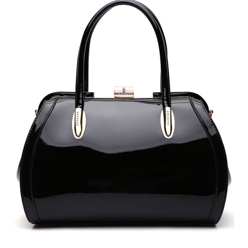 Mkf Collection By Mia K Marlene Patent Satchel Handbag In Black