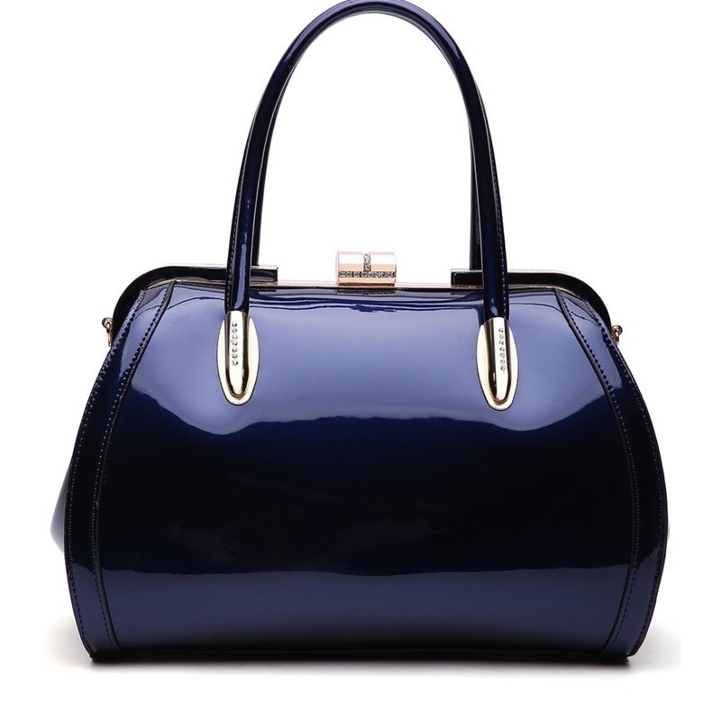 Mkf Collection By Mia K Marlene Patent Satchel Handbag In Blue