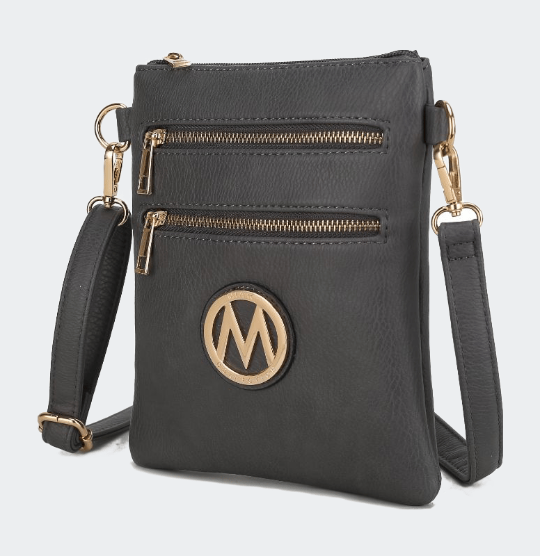 Mkf Collection By Mia K Medina Vegan Leather Crossbody Handbag In Grey