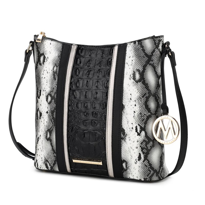 Mkf Collection By Mia K Meline Faux Crocodile And Snake Embossed Vegan Leather Women's Shoulder Bag In Black