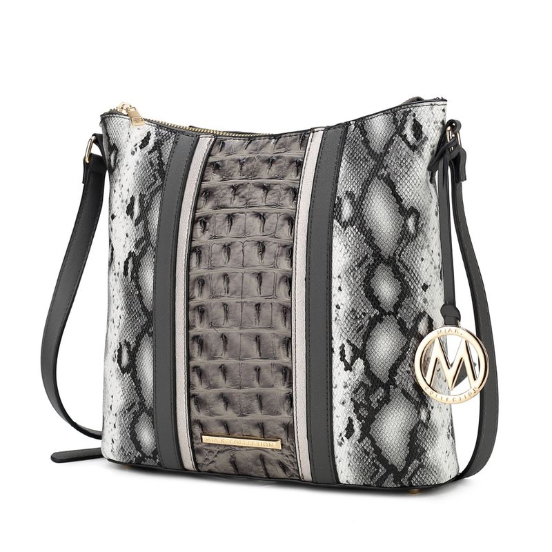 Mkf Collection By Mia K Meline Faux Crocodile And Snake Embossed Vegan Leather Women's Shoulder Bag In Grey