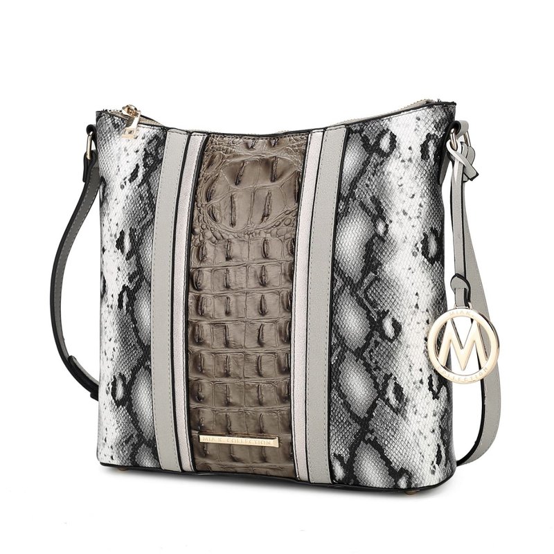 Mkf Collection By Mia K Meline Faux Crocodile And Snake Embossed Vegan Leather Women's Shoulder Bag In Brown
