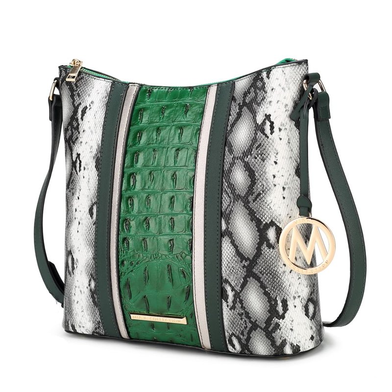 Mkf Collection By Mia K Meline Faux Crocodile And Snake Embossed Vegan Leather Women's Shoulder Bag In Green