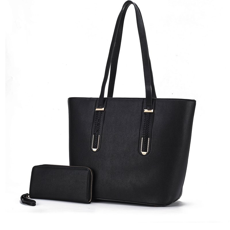 Shop Mkf Collection By Mia K Mina Vegan Leather Women's Tote And Wristlet Wallet In Black