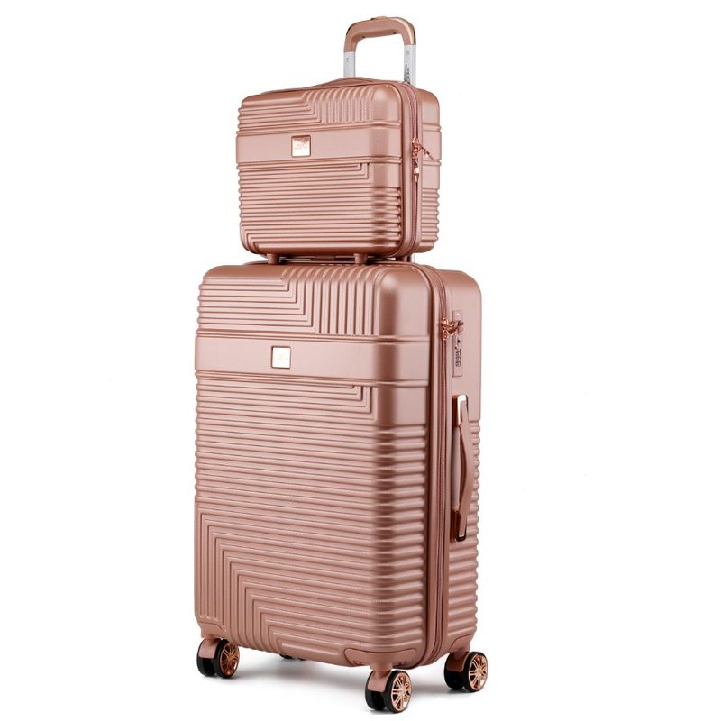 Shop Mkf Collection By Mia K Mykonos Luggage Set With A Carry-on And Cosmetic Case In Pink
