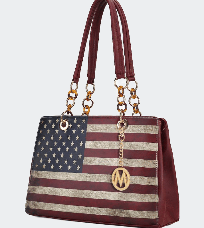 Mkf Collection By Mia K Nevaeh Vegan Leather Patriotic Pattern Women's Shoulder Bag In Red