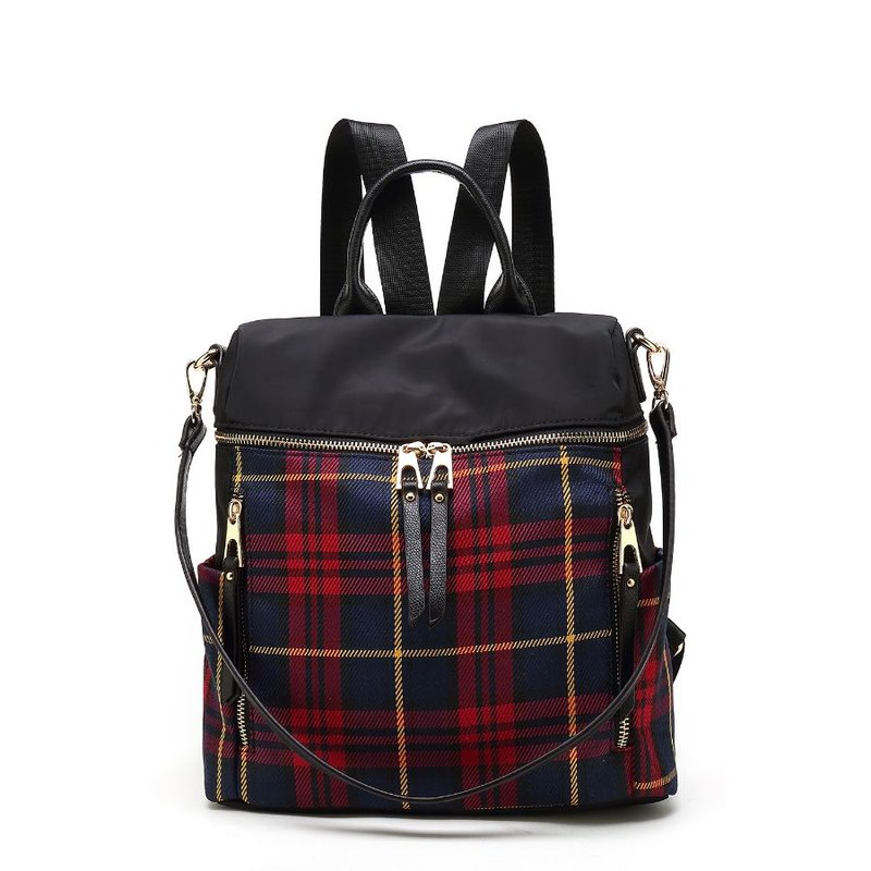 Mkf Collection By Mia K Nishi Nylon Plaid Backpack For Women's In Burgundy