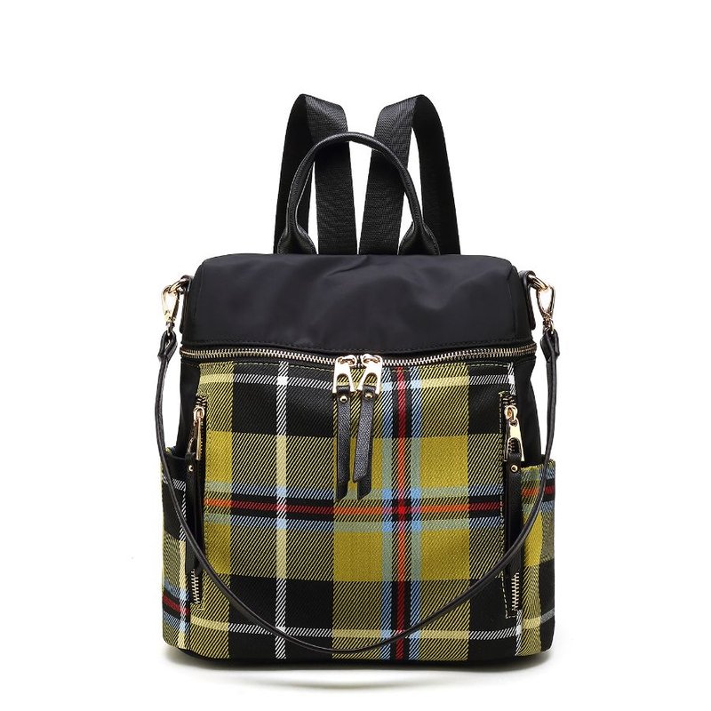 Mkf Collection By Mia K Nishi Nylon Plaid Backpack For Women's In Yellow