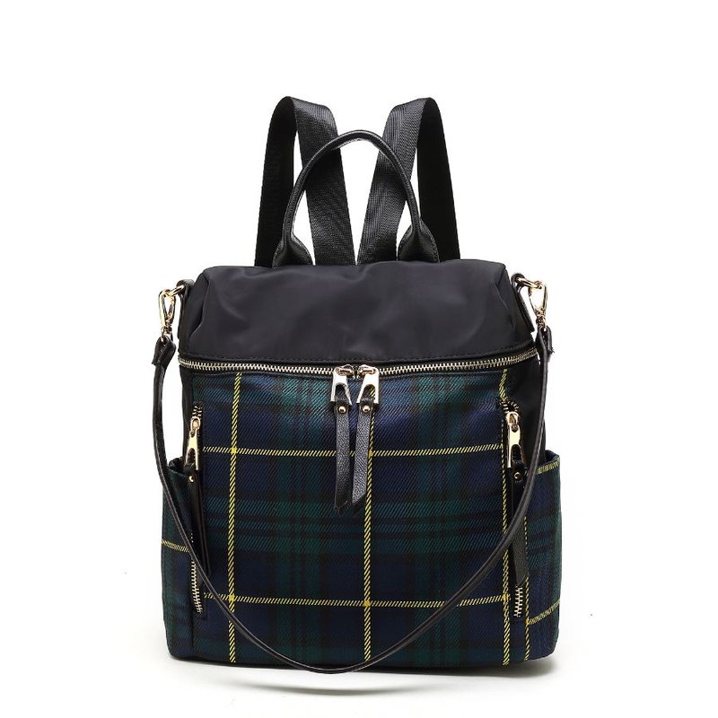 Mkf Collection By Mia K Nishi Nylon Plaid Backpack For Women's In Black