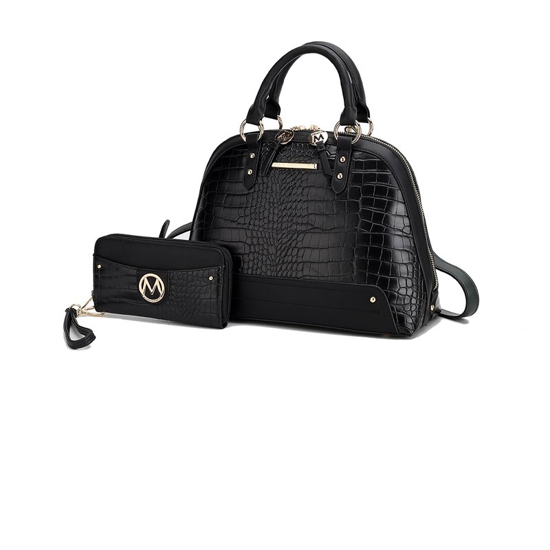 Shop Mkf Collection By Mia K Nora Premium Croco Satchel Handbag By Mia K. In Black