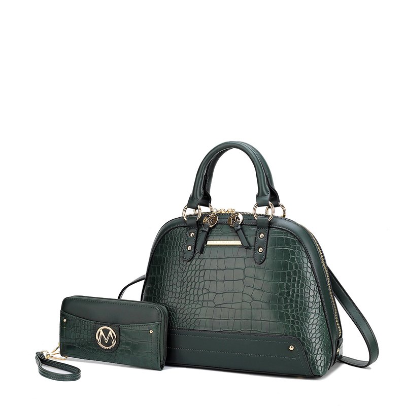 Shop Mkf Collection By Mia K Nora Premium Croco Satchel Handbag By Mia K. In Green