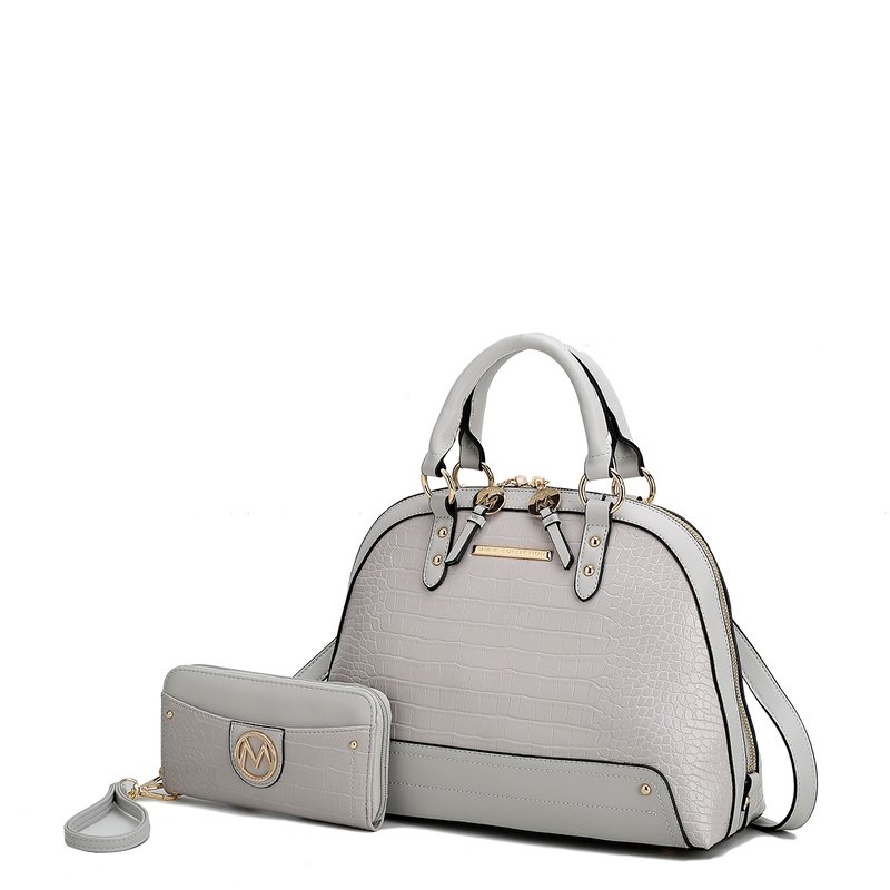 Shop Mkf Collection By Mia K Nora Premium Croco Satchel Handbag By Mia K. In Grey