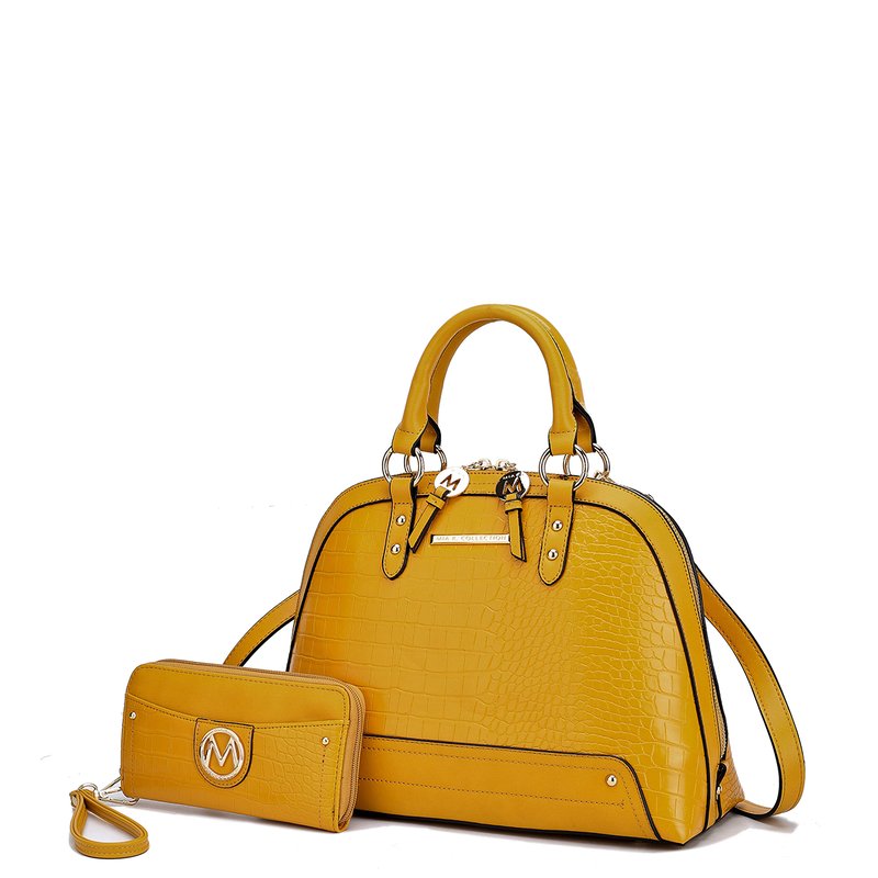 Shop Mkf Collection By Mia K Nora Premium Croco Satchel Handbag By Mia K. In Yellow
