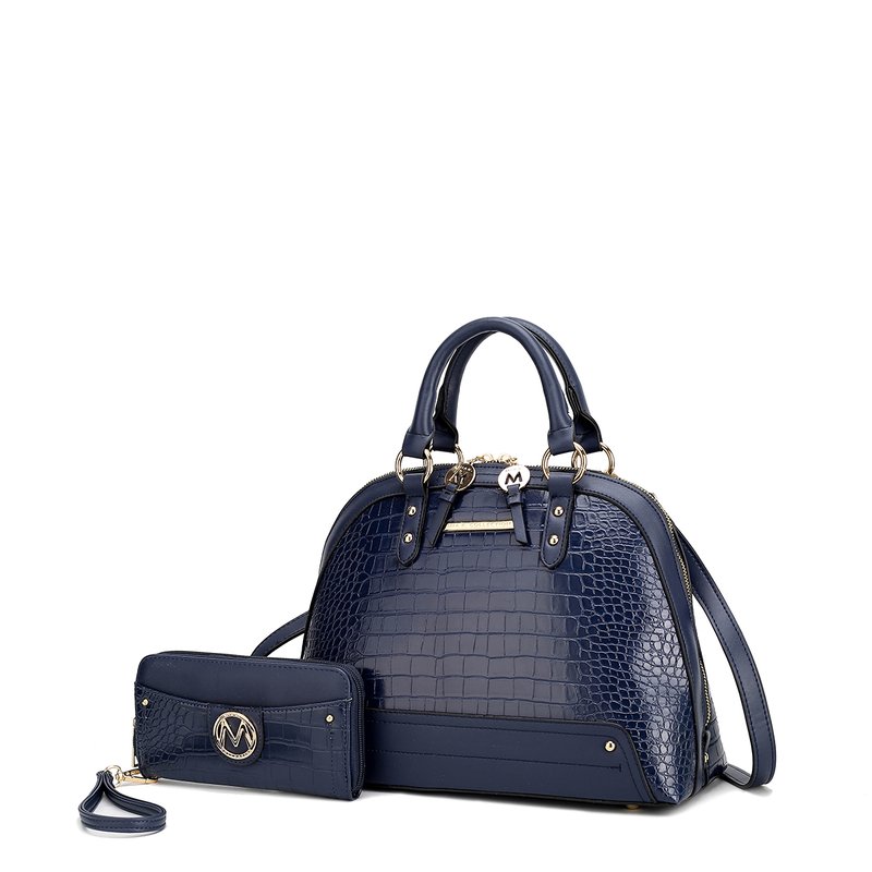 Shop Mkf Collection By Mia K Nora Premium Croco Satchel Handbag By Mia K. In Blue