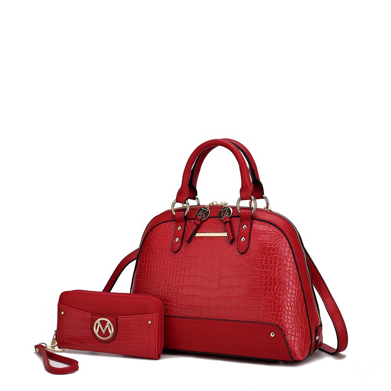 Shop Mkf Collection By Mia K Nora Premium Croco Satchel Handbag By Mia K. In Red
