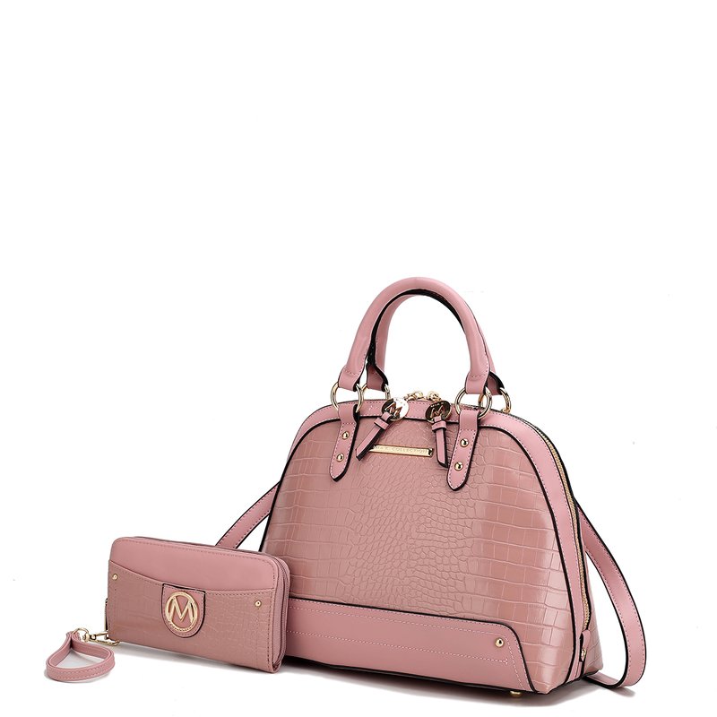 Shop Mkf Collection By Mia K Nora Premium Croco Satchel Handbag By Mia K. In Pink