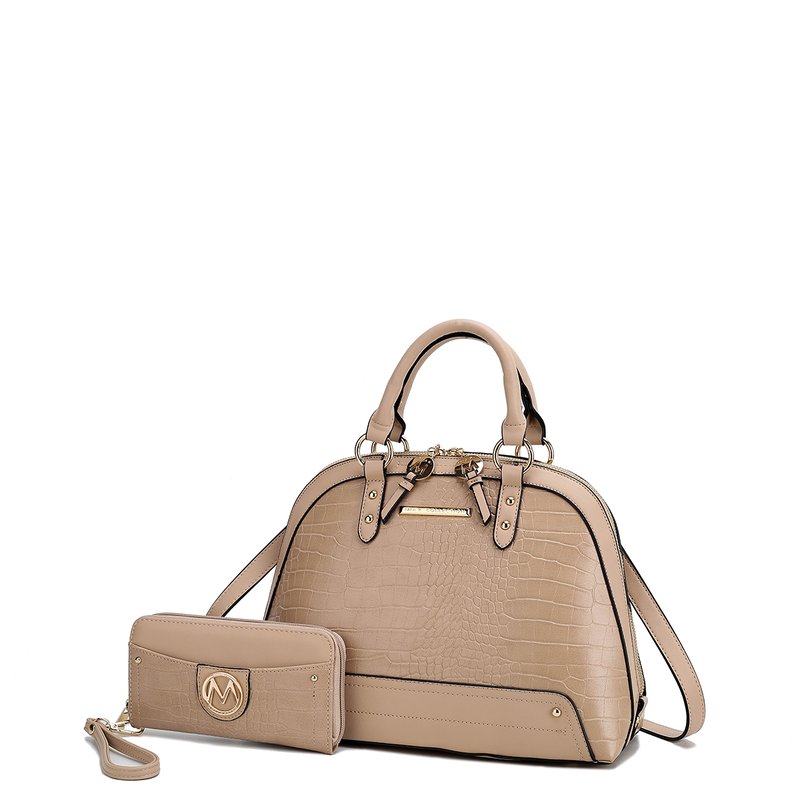 Shop Mkf Collection By Mia K Nora Premium Croco Satchel Handbag By Mia K. In Brown
