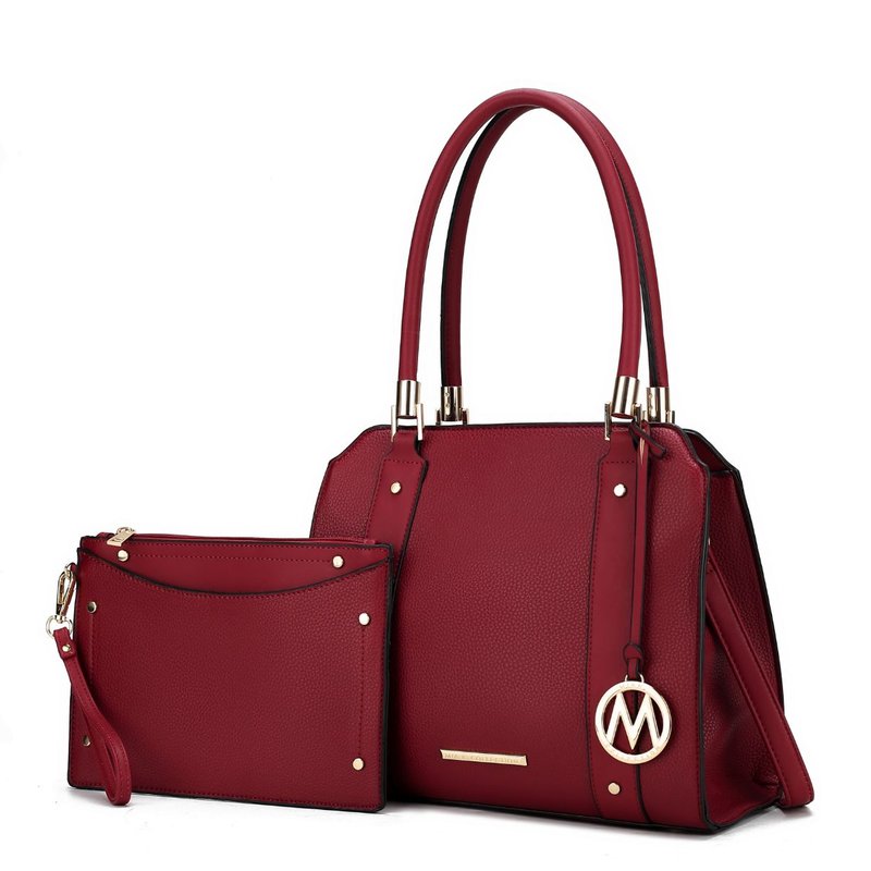 Mkf Collection By Mia K Norah Vegan Leather Women's Satchel Bag With Wristlet – 2 Pieces In Red