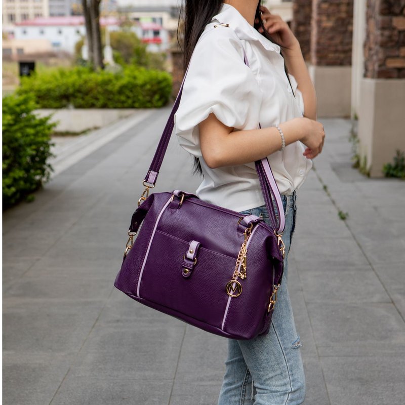 Shop Mkf Collection By Mia K Opal Lightweight Satchel Bag Vegan Leather Women In Purple