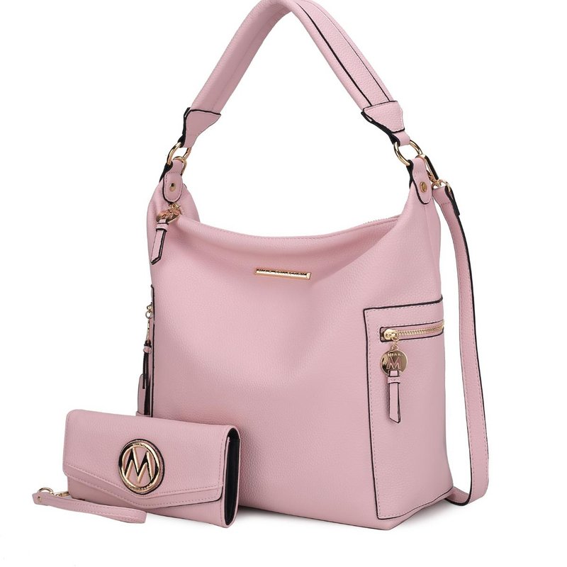 Shop Mkf Collection By Mia K Ophelia Vegan Leather Women's Hobo Bag With Wallet – 2 Pieces In Pink