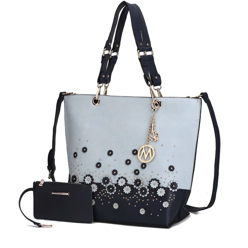 Mkf Collection By Mia K Petra Tote Handbag With Wristlet In Blue