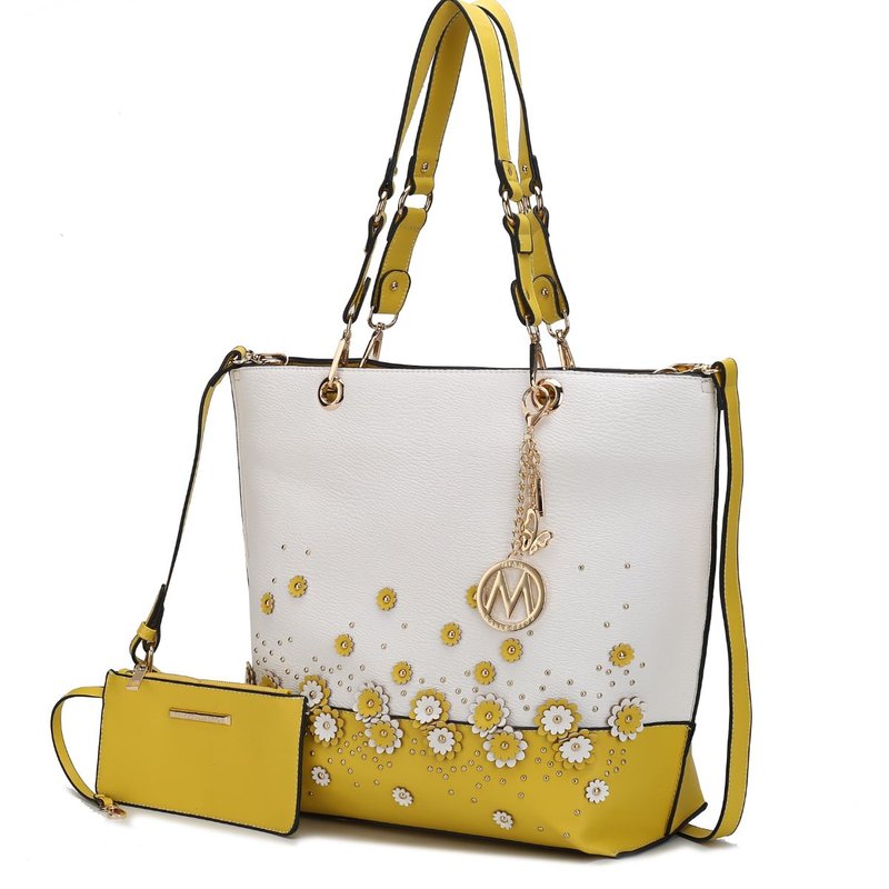Mkf Collection By Mia K Petra Tote Handbag With Wristlet In Yellow
