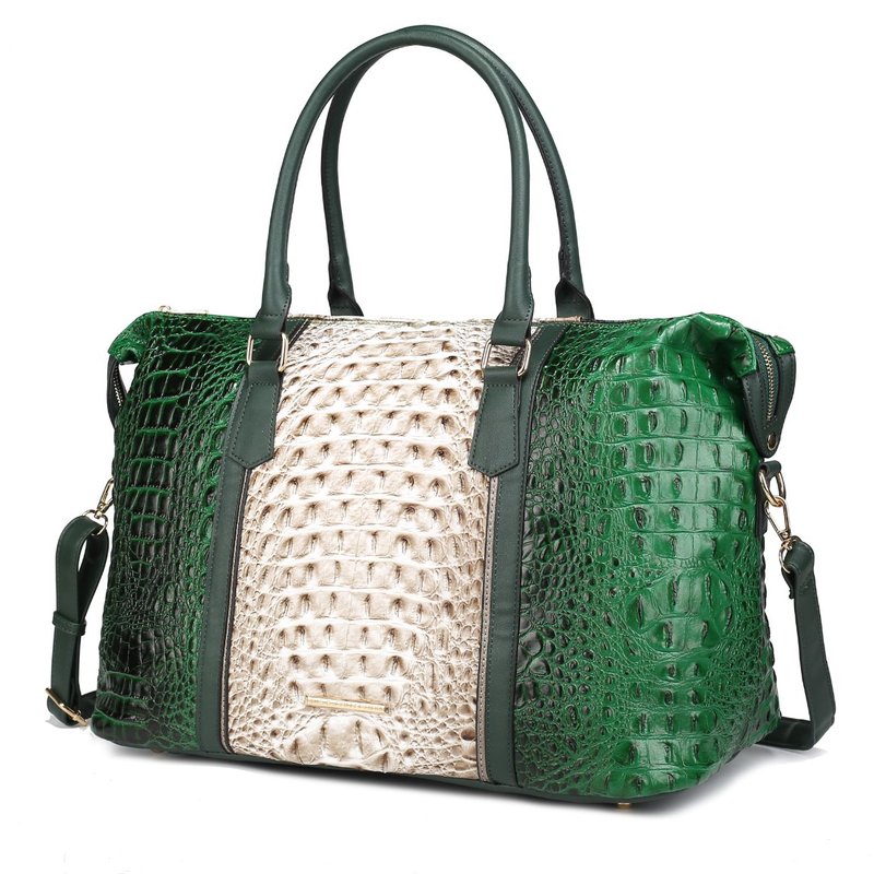 Mkf Collection By Mia K Raven Faux Crocodile-embossed Vegan Leather Women's Duffle Bag In Green