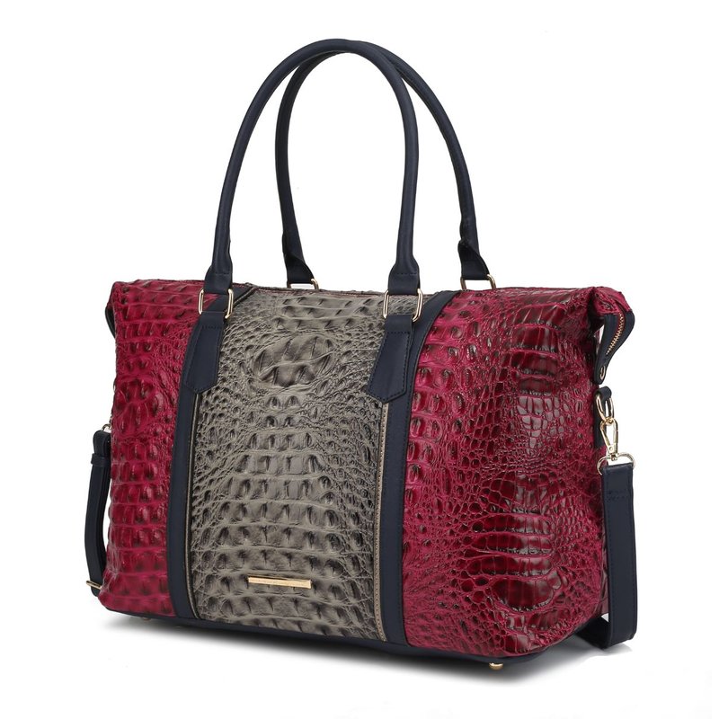 Mkf Collection By Mia K Raven Faux Crocodile-embossed Vegan Leather Women's Duffle Bag In Pink