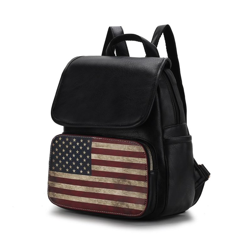 Shop Mkf Collection By Mia K Regina Printed Flag Vegan Leather Women's Backpack In Black