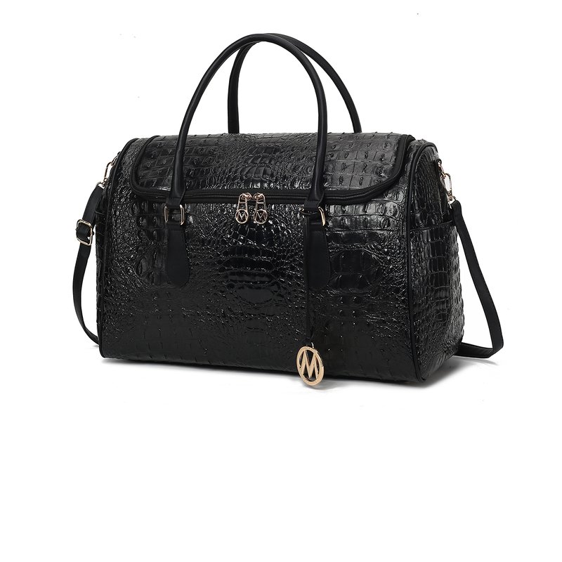 Shop Mkf Collection By Mia K Rina Crocodile Embossed Vegan Leather Women's Duffle Bag In Black