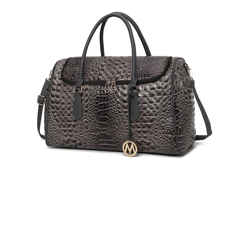 Shop Mkf Collection By Mia K Rina Crocodile Embossed Vegan Leather Women's Duffle Bag In Grey