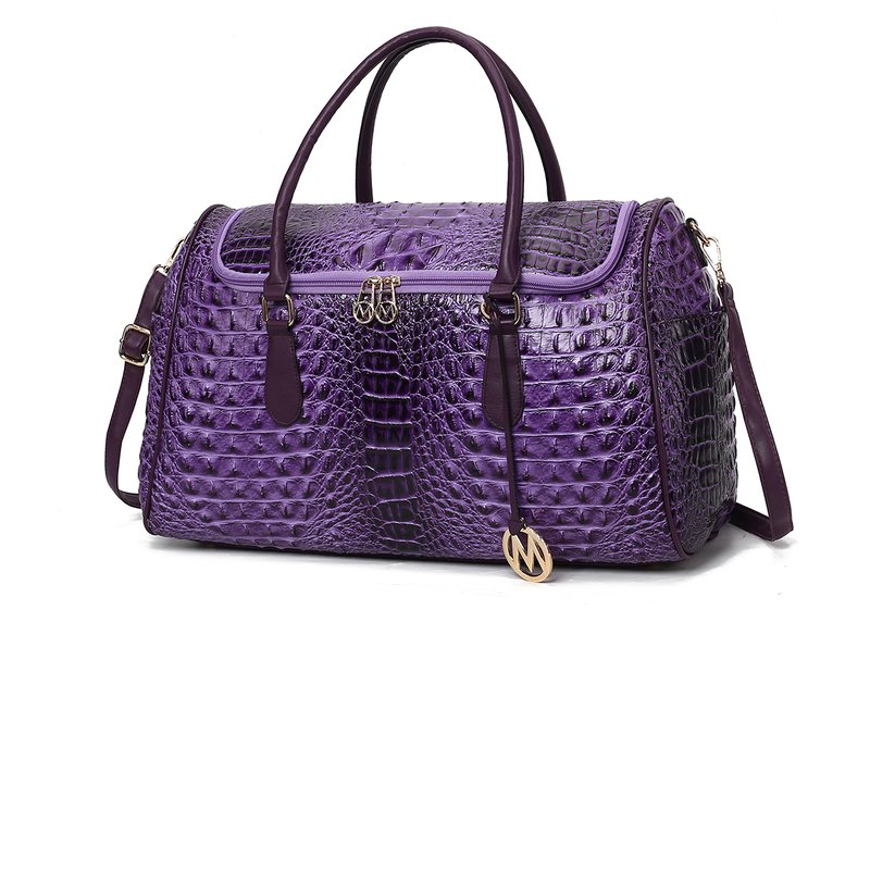 Shop Mkf Collection By Mia K Rina Crocodile Embossed Vegan Leather Women's Duffle Bag In Purple