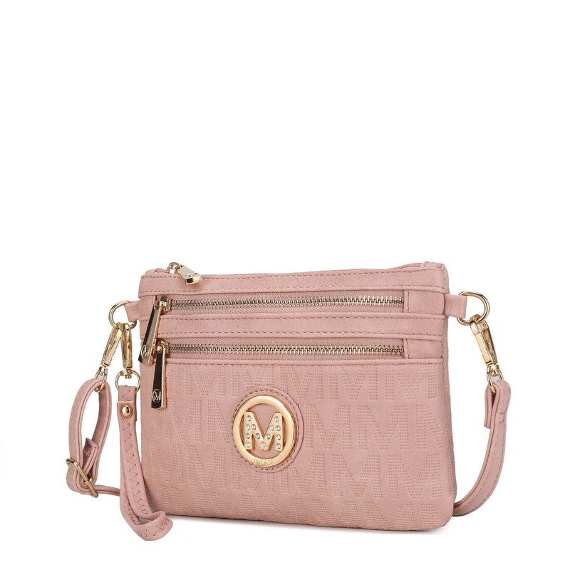 Mkf Collection By Mia K Roonie Milan M Signature Crossbody Wristlet In Pink