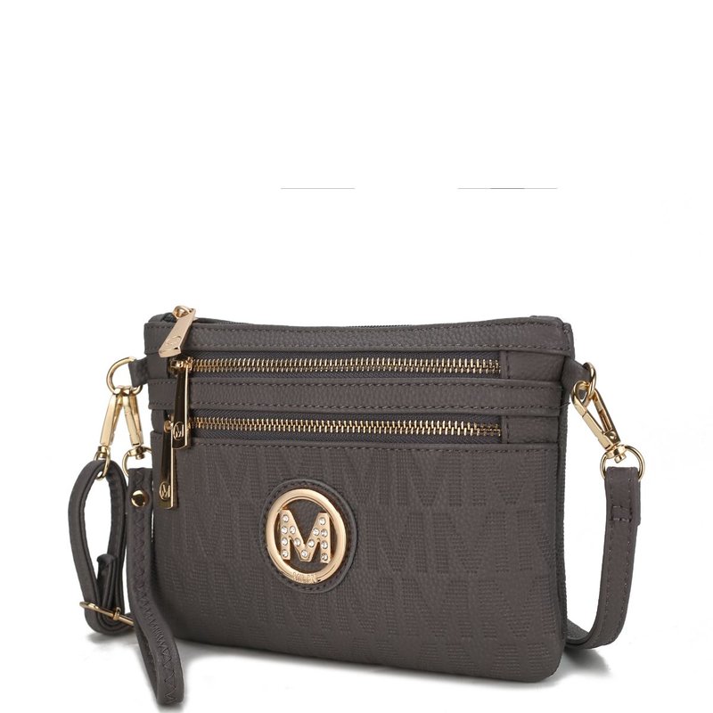Mkf Collection By Mia K Roonie Milan M Signature Crossbody Wristlet In Grey