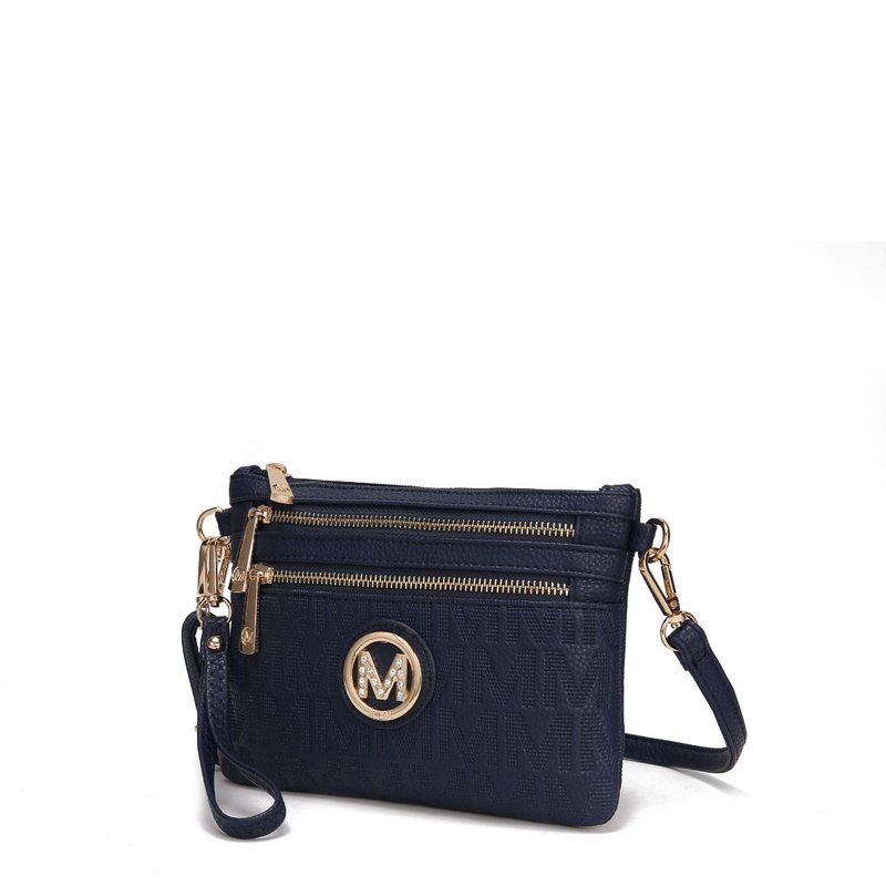 Mkf Collection By Mia K Roonie Milan M Signature Crossbody Wristlet In Blue