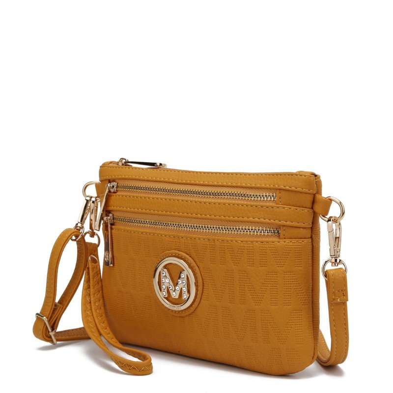 Mkf Collection By Mia K Roonie Milan M Signature Crossbody Wristlet In Yellow