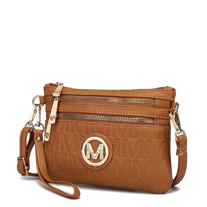 Mkf Collection By Mia K Roonie Milan M Signature Crossbody Wristlet In Brown