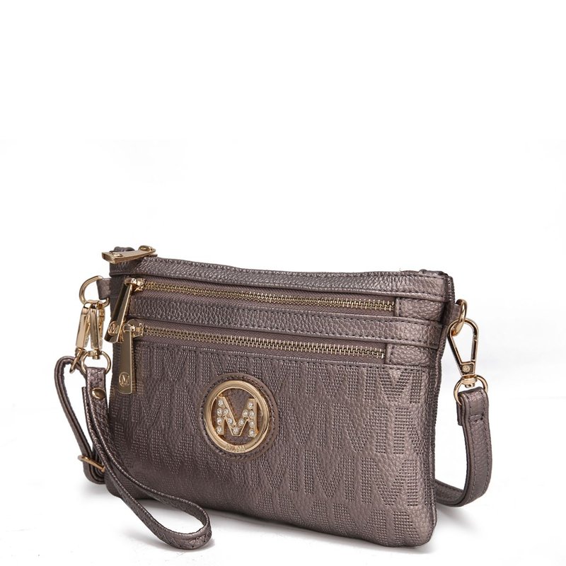 Mkf Collection By Mia K Roonie Milan M Signature Crossbody Wristlet In Gold