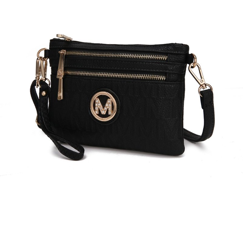 Mkf Collection By Mia K Roonie Milan M Signature Crossbody Wristlet In Black