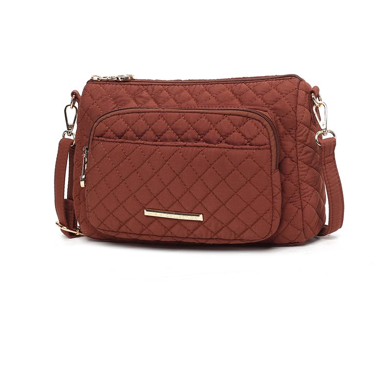 Shop Mkf Collection By Mia K Rosalie Solid Quilted Cotton Women's Shoulder Bag By Mia K In Brown