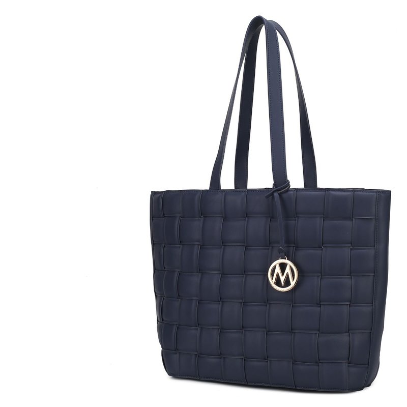 Mkf Collection By Mia K Rowan Woven Vegan Leather Women's Tote Bag In Blue