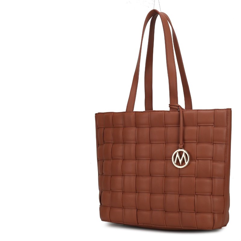 Mkf Collection By Mia K Rowan Woven Vegan Leather Women's Tote Bag In Brown