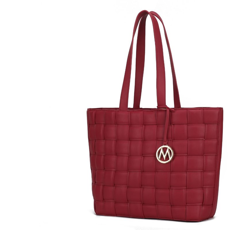 Mkf Collection By Mia K Rowan Woven Vegan Leather Women's Tote Bag In Red
